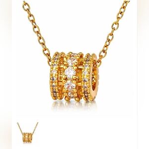 Elegant Gold Necklace with Crystal Accents. Gold 18k Plated,zirconia.